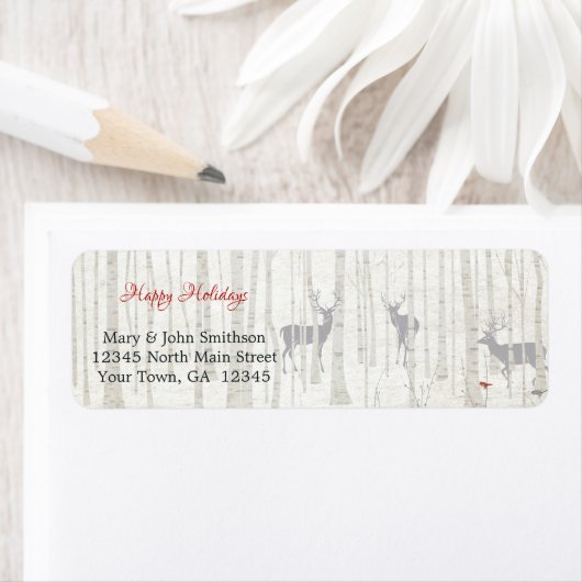 Birch Woods Dee Holiday Return Address Label (Insitu)