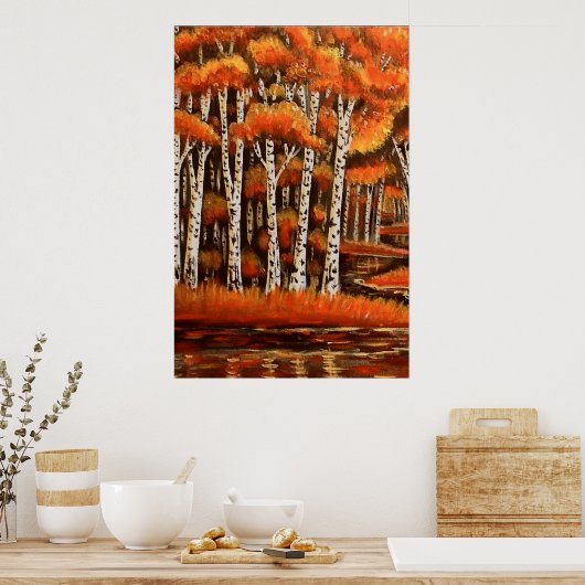 Birches Herbstlandschaft Poster (Küche)