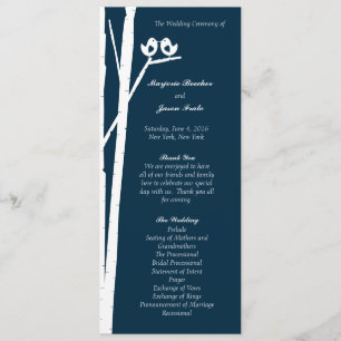 Birchtree Birds Wedding Program Blue Programm