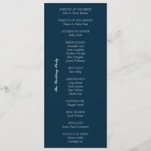 Birchtree Birds Wedding Program Blue Programm (Rückseite)