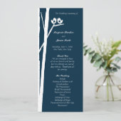 Birchtree Birds Wedding Program Blue Programm (Stehend Vorderseite)