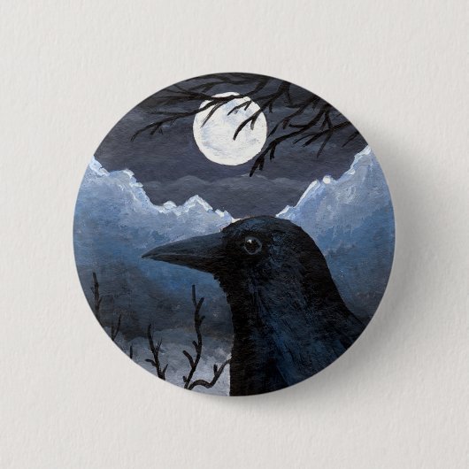 Bird 58 Crow Raven Button (Vorderseite)