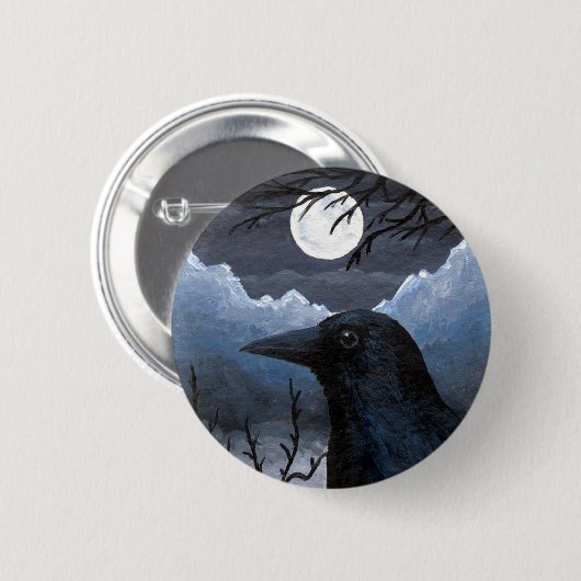 Bird 58 Crow Raven Button (Vorne & Hinten)