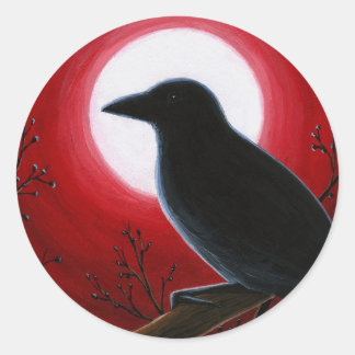 Bird 62 Crow Raven Runder Aufkleber