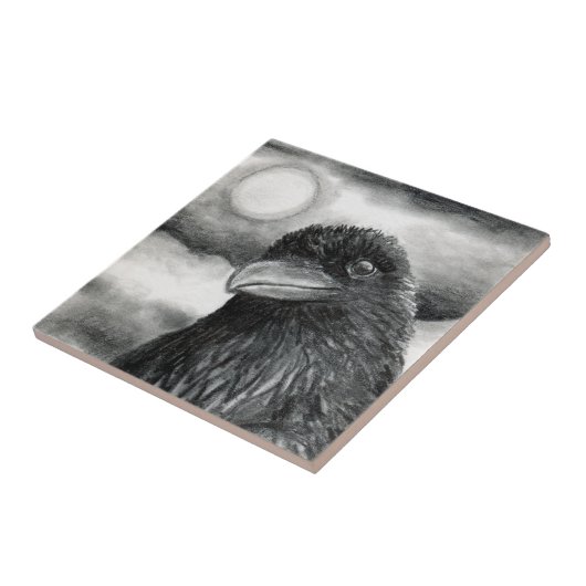 Bird 64 Crow Raven Fliese (Seite)
