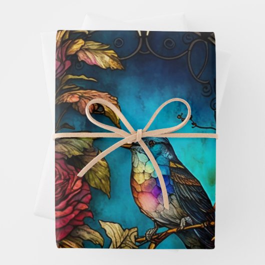 Bird Alcohol Ink Jewel Tones Geschenkpapier Set (Beispiel)