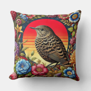 Bird Amid farbige Blume Kissen
