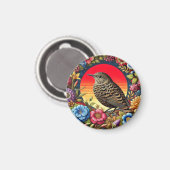 Bird Amid farbige Blume Magnet (Vorderseite/Rückseite)