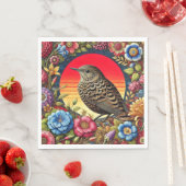 Bird Amid farbige Blume Serviette (Beispiel)