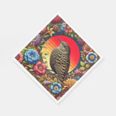 Bird Amid farbige Blume Serviette (Ecke)