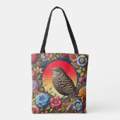 Bird Amid farbige Blume Tasche (Rückseite)