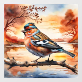 Bird and autumn landscape window cling art print  fensteraufkleber