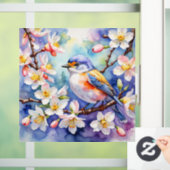Bird and floral flowers window cling art print fensteraufkleber (Zuhause)