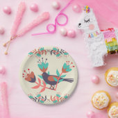 Bird and Floral Folk Art Pappteller (Party)