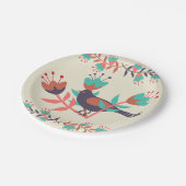 Bird and Floral Folk Art Pappteller (Schrägansicht)