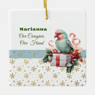 Bird and Gifts Blue Caregiver Square Keramikornament