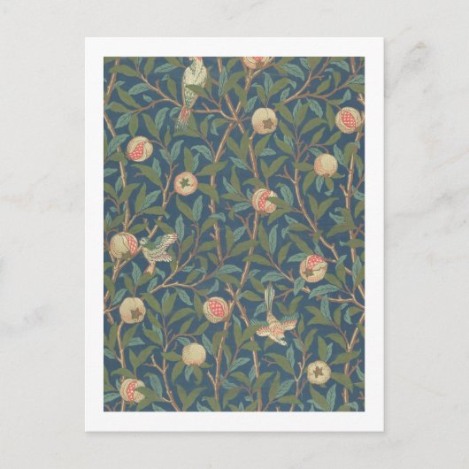 "Bird and Pomegranate"-Tapete-Design, gedruckt dur Postkarte (Vorderseite)