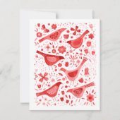 Bird and Wildflower Watercolor Red Personalized Mitteilungskarte (Vorderseite)