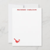 Bird and Wildflower Watercolor Red Personalized Mitteilungskarte (Rückseite)