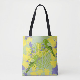 bird,animal totem,zen,chakra,flower of life,flower tasche