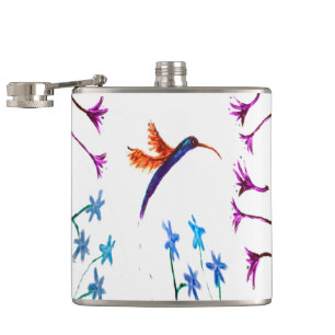 Bird Art Floral Hummingbird Flachmann