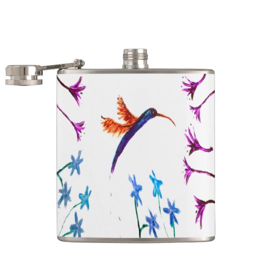 Bird Art Floral Hummingbird Flachmann (Geöffnet)