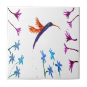 Bird Art Floral Hummingbird Fliese (Vorderseite)