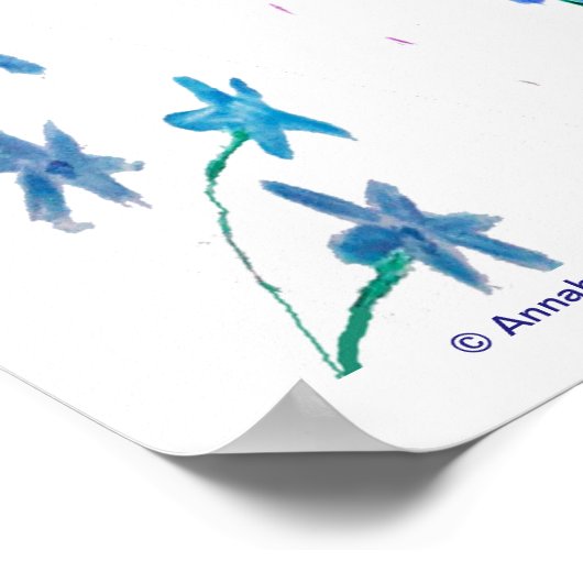 Bird Art Floral Hummingbird Poster (Ecke)