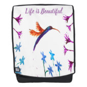 Bird Art Floral Hummingbird Rucksack (Vorderseite)