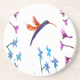Bird Art Floral Hummingbird Sandstein Untersetzer