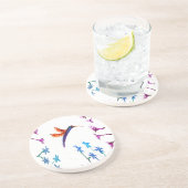 Bird Art Floral Hummingbird Sandstein Untersetzer (Seite)