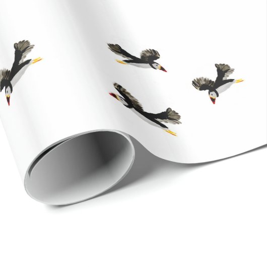 Bird Art Flying Puffins Geschenkpapier (Rolleneckpunkt)