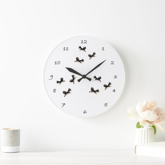 Bird Art Flying Puffins Große Wanduhr (Zuhause)