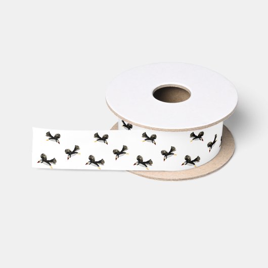 Bird Art Flying Puffins Satinband (Spule)