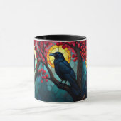 Bird Art gesteinigtes Glas Ravens Crows Tasse (Zentrum)