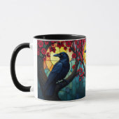Bird Art gesteinigtes Glas Ravens Crows Tasse (Links)