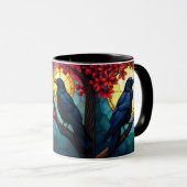 Bird Art gesteinigtes Glas Ravens Crows Tasse (VorderseiteRechts)