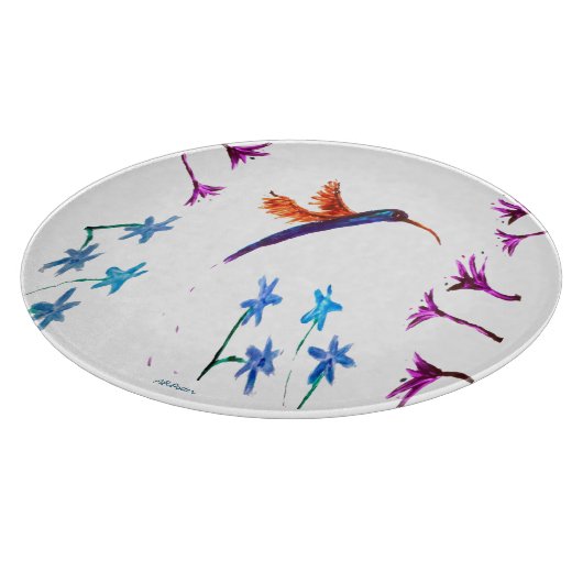 Bird Art Hummingbird Blume Schneidebrett (Ecke)