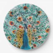 Bird Art Pfau Peacock Pappteller (Vorderseite)
