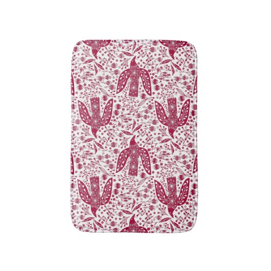 Bird Art Red White Badematte (Vorderseite Vertikal)