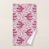 Bird Art Red White Badhandtuch Set (Handtuch)