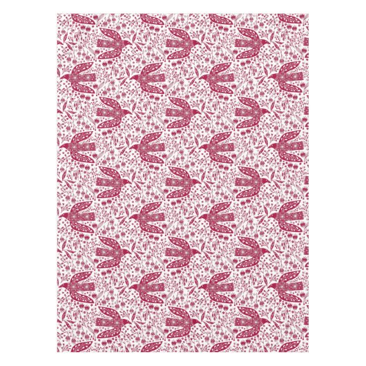 Bird Art Red White Tischdecke (Vorderseite)