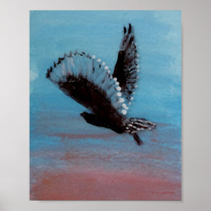 Bird Art Sunrise Owl Flying Poster