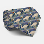 Bird Art Swans Blue & White Krawatte (Gerollt)