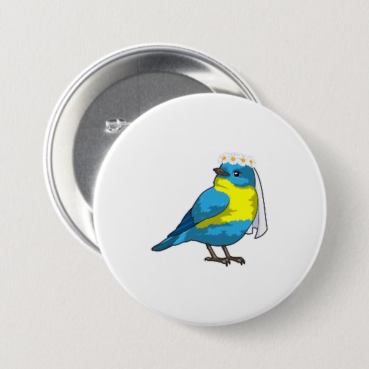 Bird as Bride with Wreath of Blume Button (Vorne & Hinten)