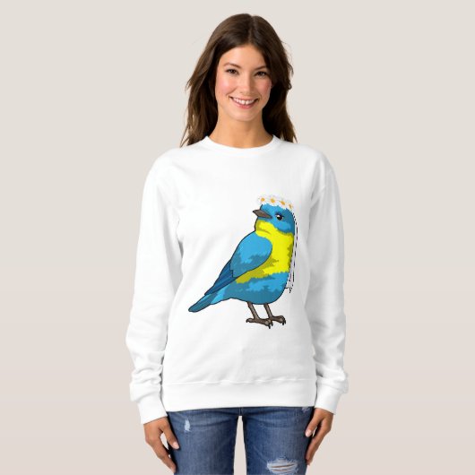 Bird as Bride with Wreath of Blume Sweatshirt (Vorne ganz)