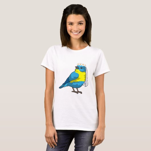 Bird as Bride with Wreath of Blume T-Shirt (Vorne ganz)