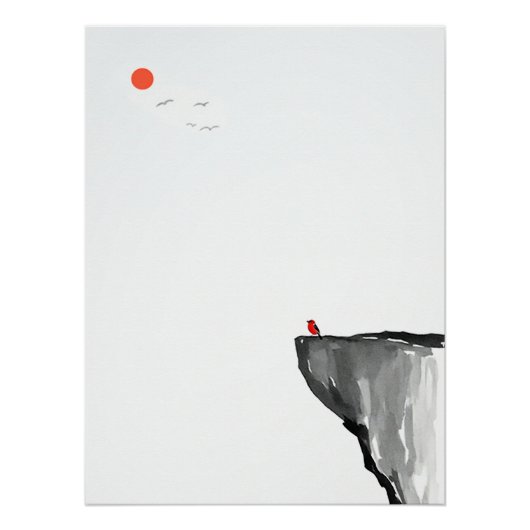 Bird at Sunrise - Zen Minimal - Wall Art Poster (Vorderseite)