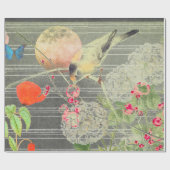 BIRD AUF BRANCH MIT VOLLSTÄNDIGEM MONDWAGENpapier Geschenkpapier (Flach)