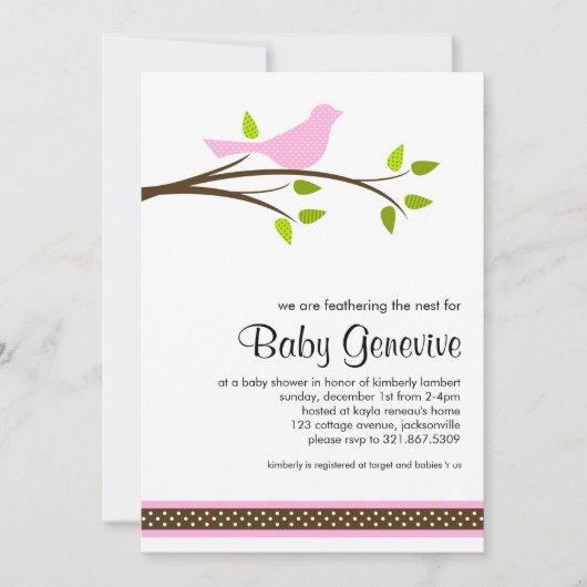 Bird Baby Shower Einladung (Vorderseite)